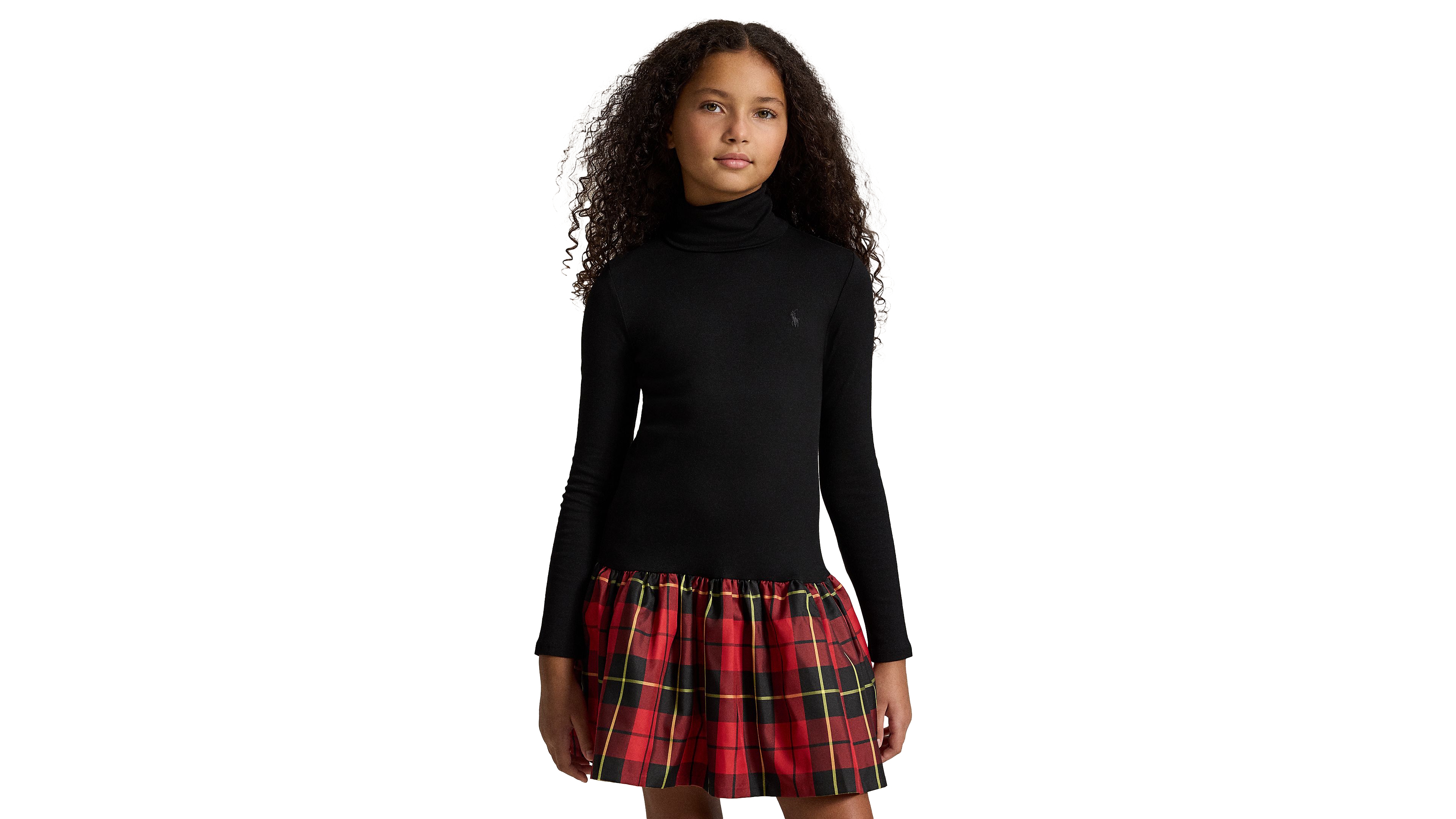 Polo Ralph Lauren Girls' 7-16 Plaid-Skirt Turtleneck Dress