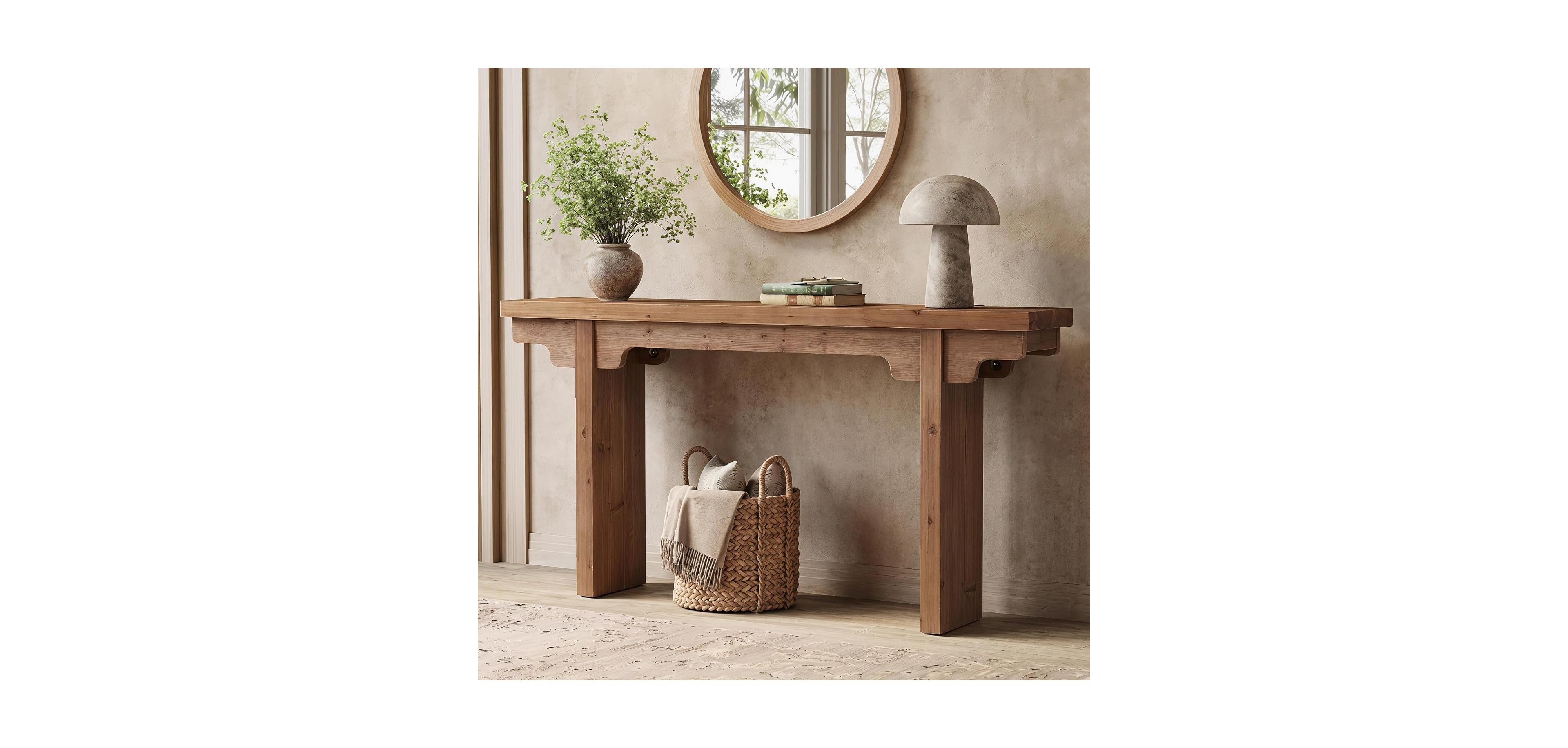 Tribesigns Farmhouse Console Table, Rustic Sofa Table with Storage, Industrial Wood Entry Table