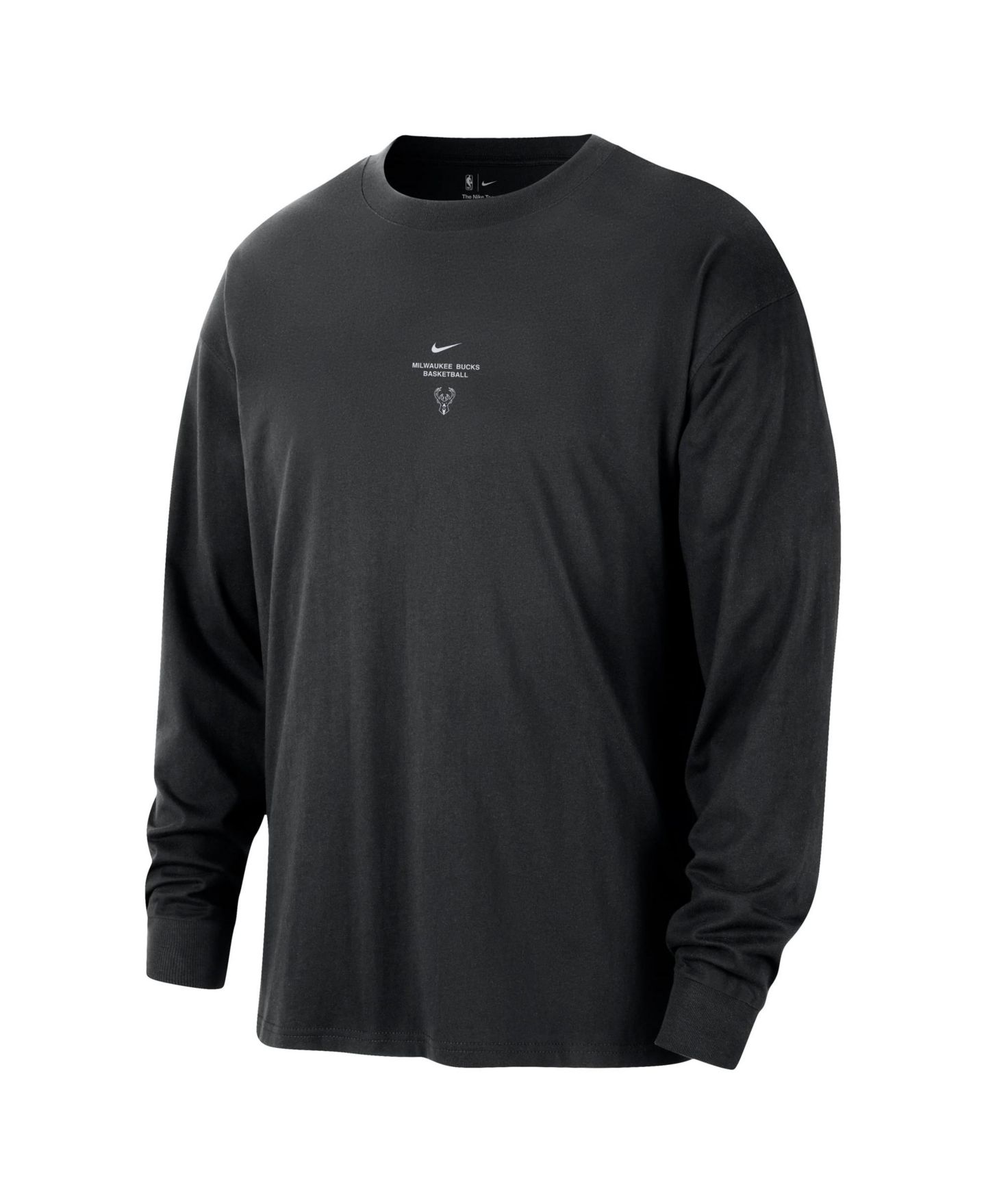 Мужская футболка Nike Black Milwaukee Bucks 2026 Standard Issue Pre-Game Performance Long Sleeve — фото 2