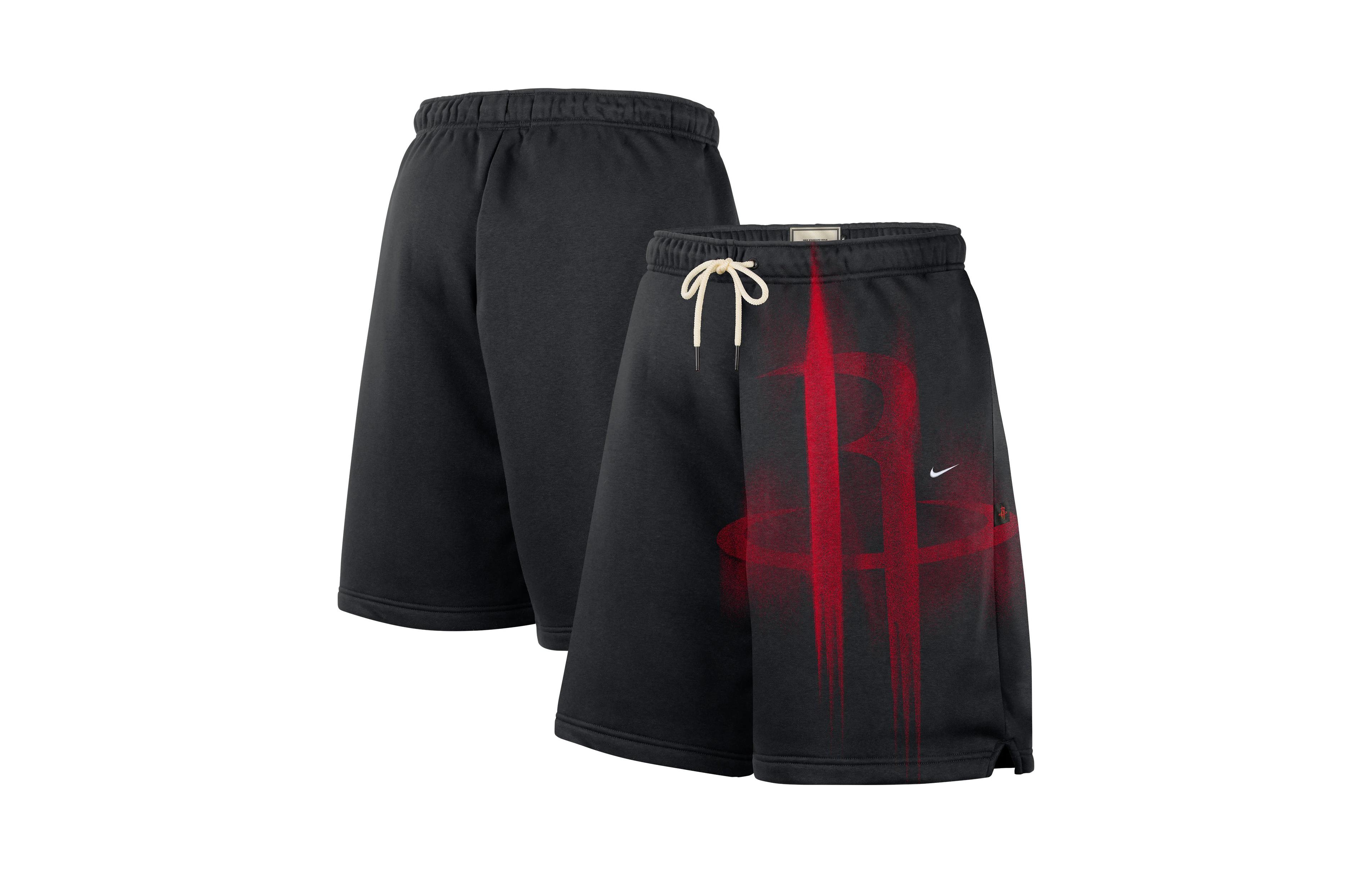 Nike Men's Black/ White Houston Rockets Icon Practice Fleece Shorts