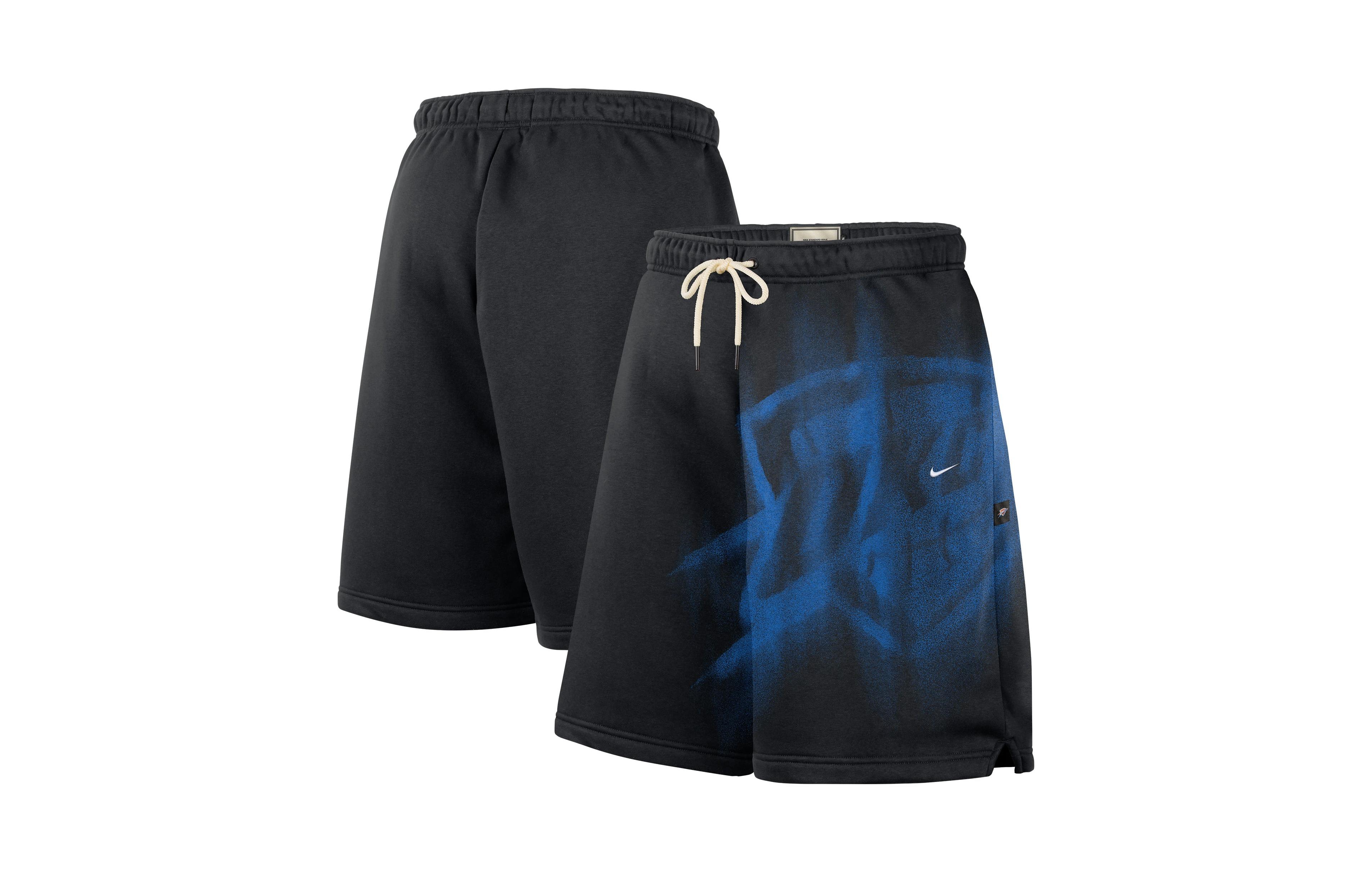 Nike Men's Black/Blue Oklahoma City Thunder Icon Practice Fleece Shorts