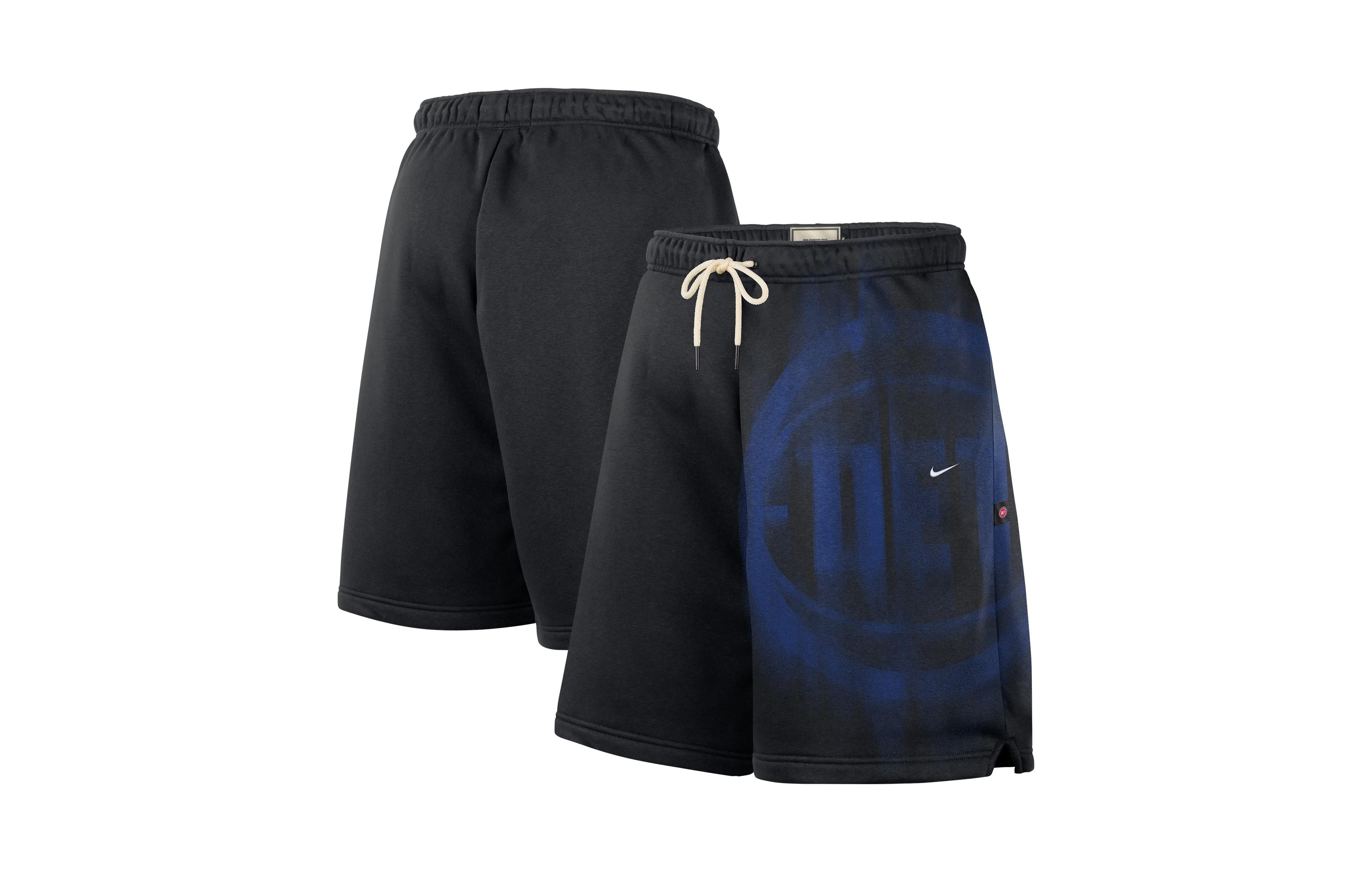 Nike Men's Black/Blue Detroit Pistons Icon Practice Fleece Shorts