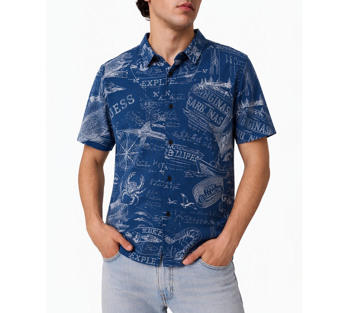Guess Men's Marine Voyage Short-Sleeve Graphic Shirt