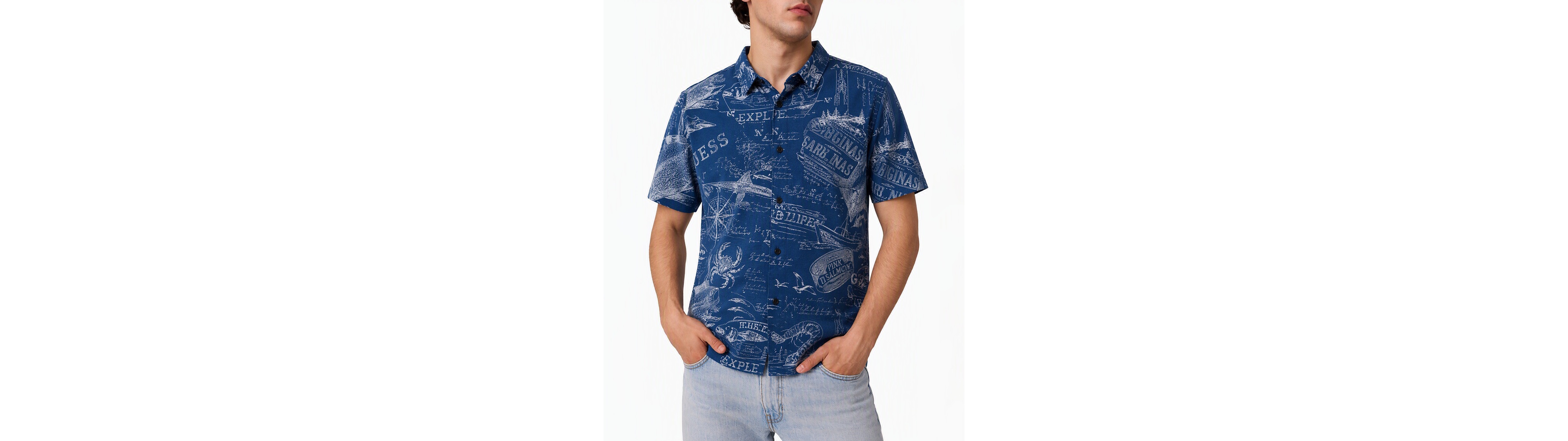 Guess Men's Marine Voyage Short-Sleeve Graphic Shirt