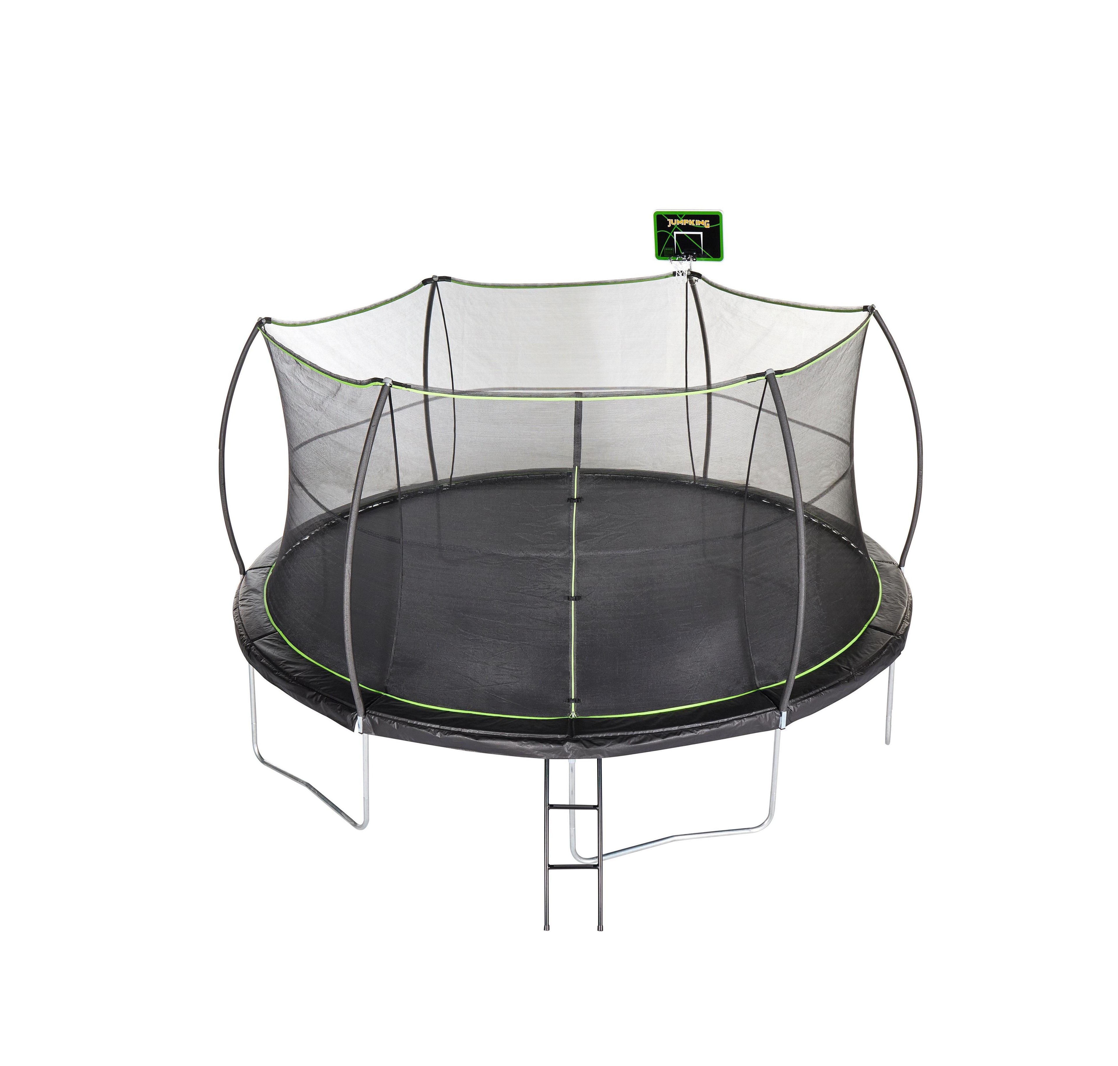 JumpKing 15ft Heavy-Duty Trampoline with Basketball Hoop and Safety Enclosure, 800 lb Static Weight Capacity, Ages 6+