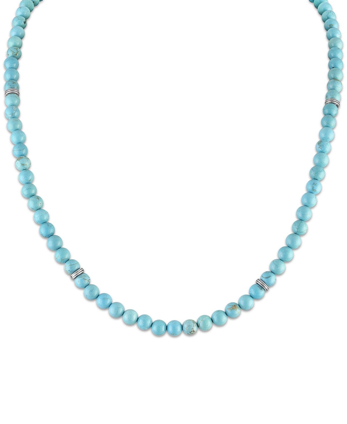 Esquire Men's Jewelry Men's Turquoise Chain Necklace in Sterling Silver and 18k Gold-Plated Sterling Silver
