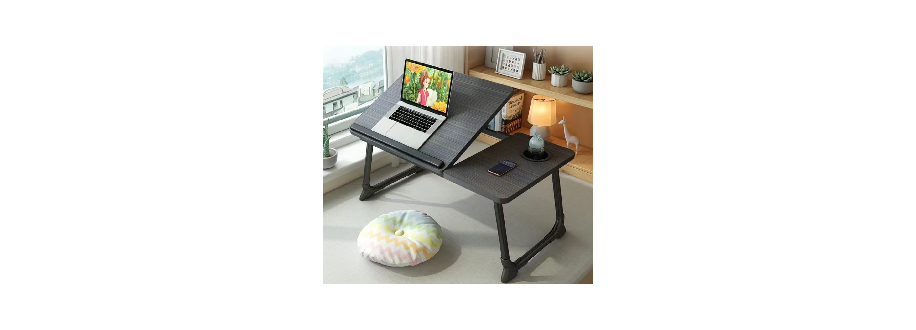 Gnuadz Laptop Desk Bed Couch Lap Portable Stand Adjustable Foldable Table Writing Tray Cup Holder