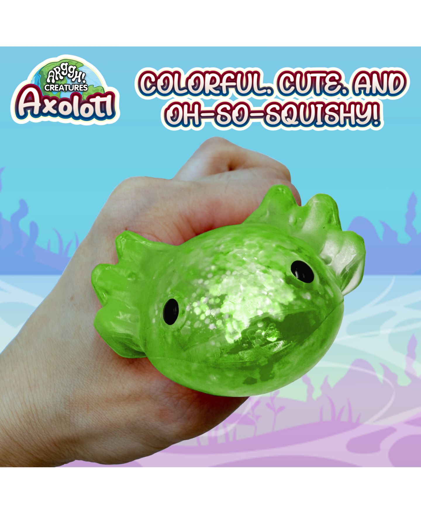 Детский мяч Power Your Fun Axolotl Color-Changing Stem Certified Stress Ball, Ages 3+ — фото 2