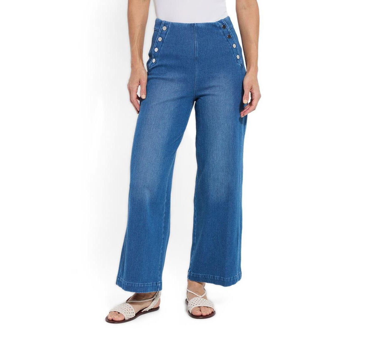 Lysse Women's Mallory High-Waist Wide-Leg Sailor-Inspired Denim Jeans