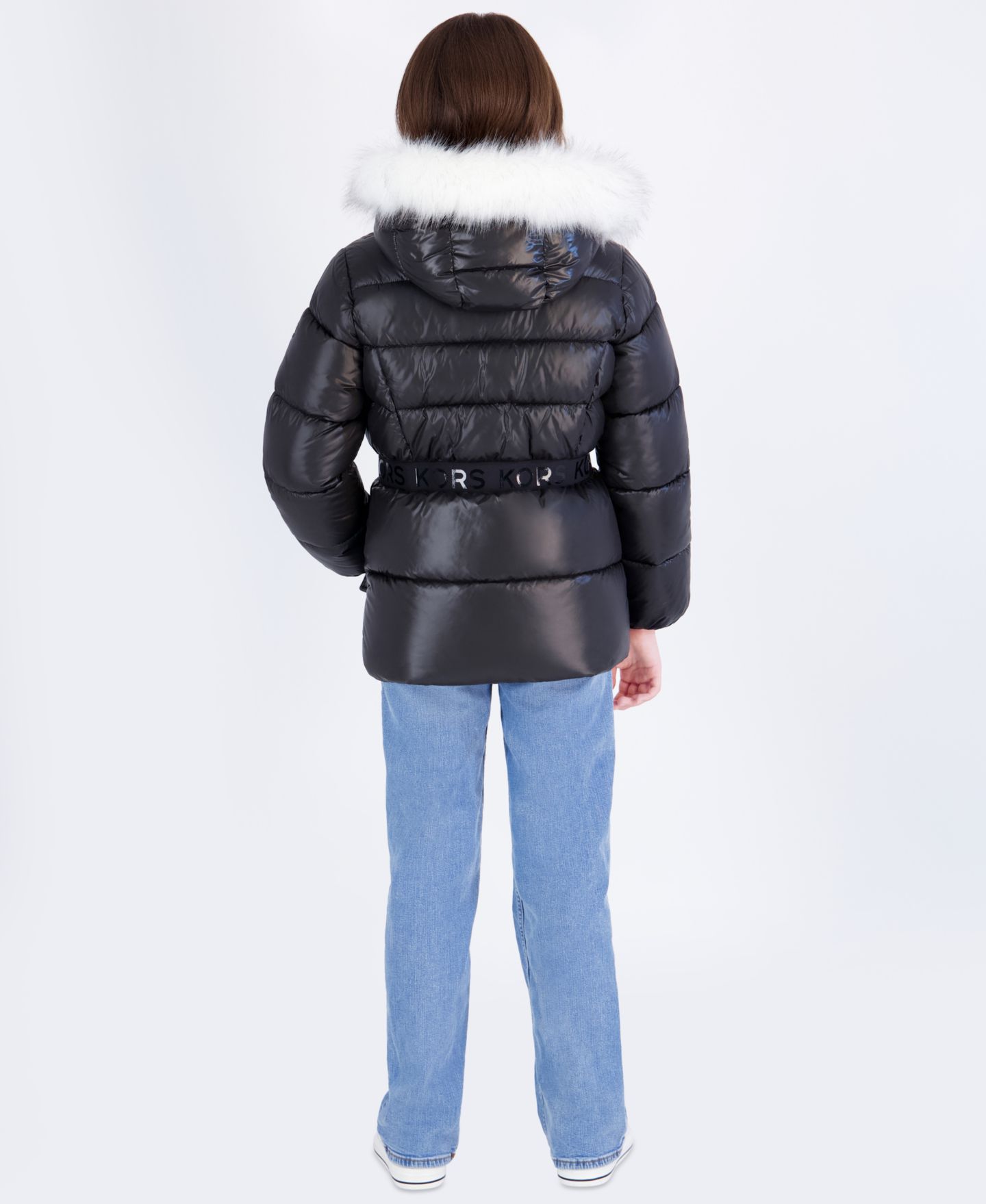 Куртка Michael Kors Girls' 7-16 Hooded Heavy-Weight Puffer, цвет: Чёрный — фото 5