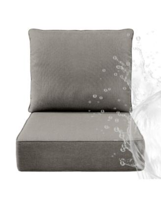 6" Thick 24 x 24 in Outdoor Chair Cushions Set, Waterproof Fade-Resistant Deep Seat Cushions, Seat and Backrest