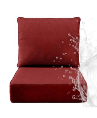 6" Thick 24 x 24 in Outdoor Chair Cushions Set, Waterproof Fade-Resistant Deep Seat Cushions, Seat and Backrest