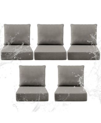 6" Thick 24 x 24 in Outdoor Chair Cushions Set, Waterproof Fade-Resistant Deep Seat Cushions, Seat and Backrest