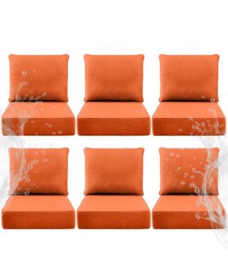 6" Thick 24 x 24 in Outdoor Chair Cushions Set, Waterproof Fade-Resistant Deep Seat Cushions, Seat and Backrest