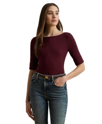 Women's Stretch Cotton Boat Neck T-Shirt