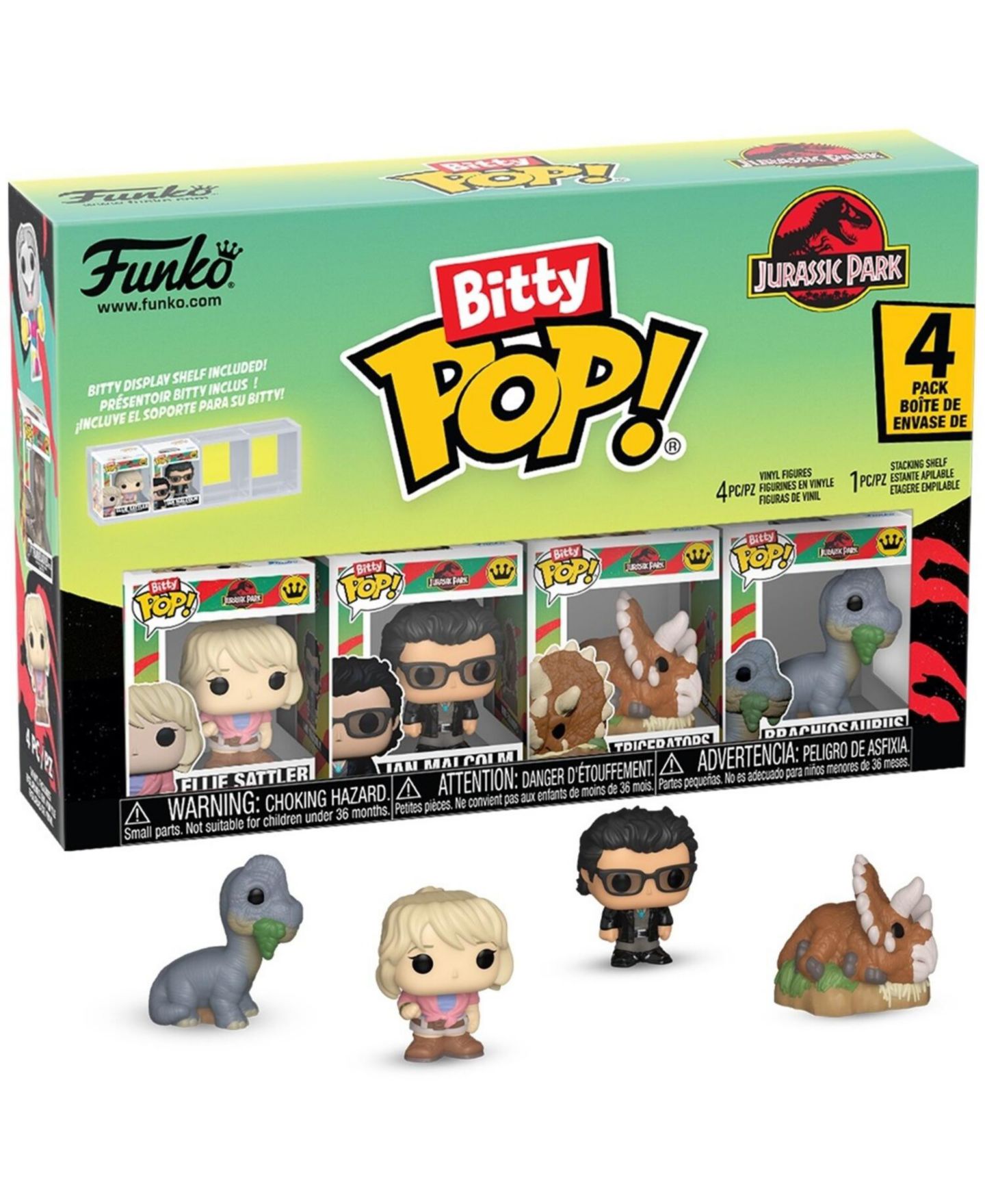 Детские фигурки Funko Bitty Pop! Jurassic Park - Triceratops 4-Pack Vinyl Figures, Ages 3+, цвет: Open Miscellaneous — фото 1