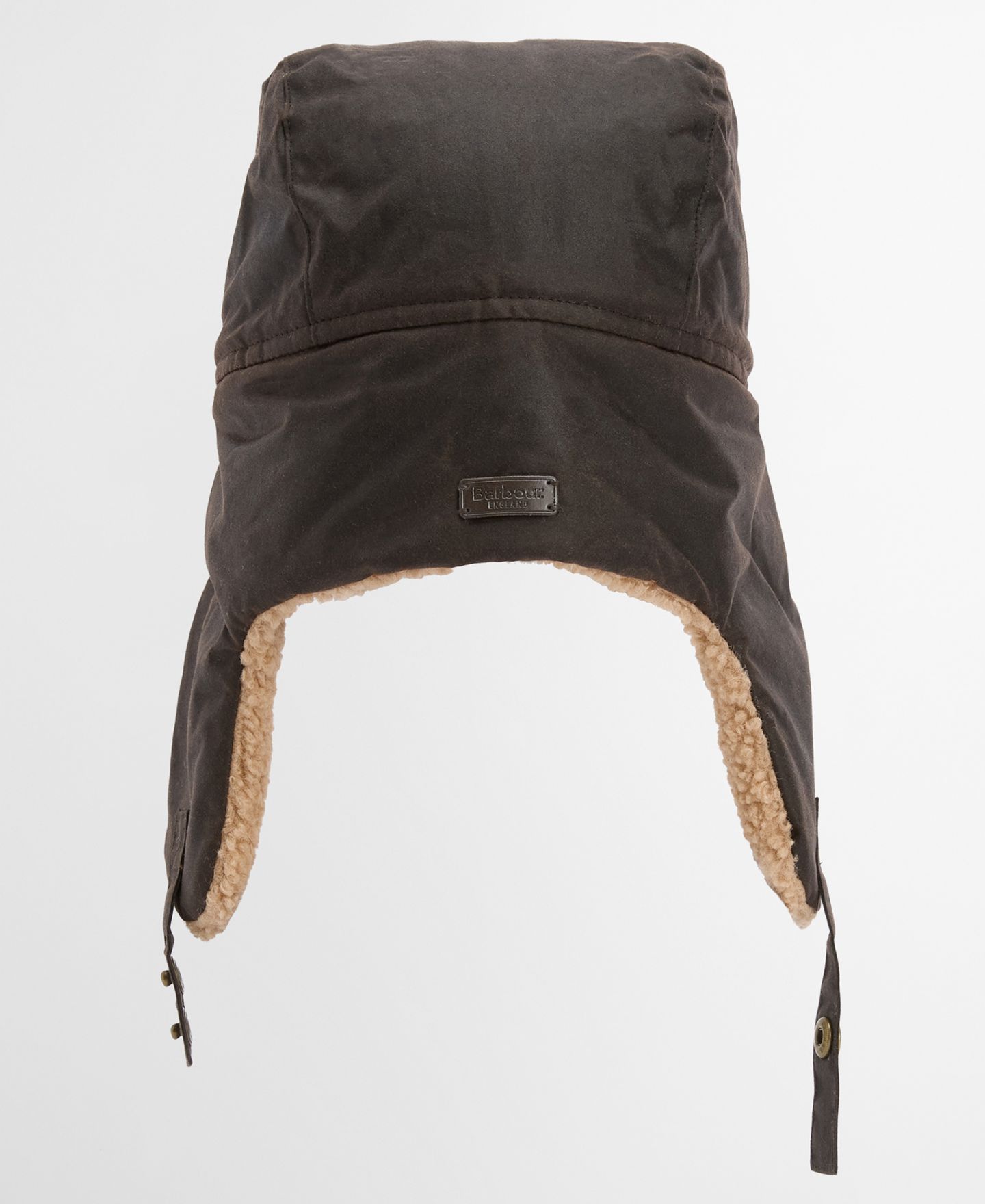 Мужской головной убор Barbour Waxed-Cotton Fleece-Lined Morar Trapper Hat, цвет: Оливковый — фото 16