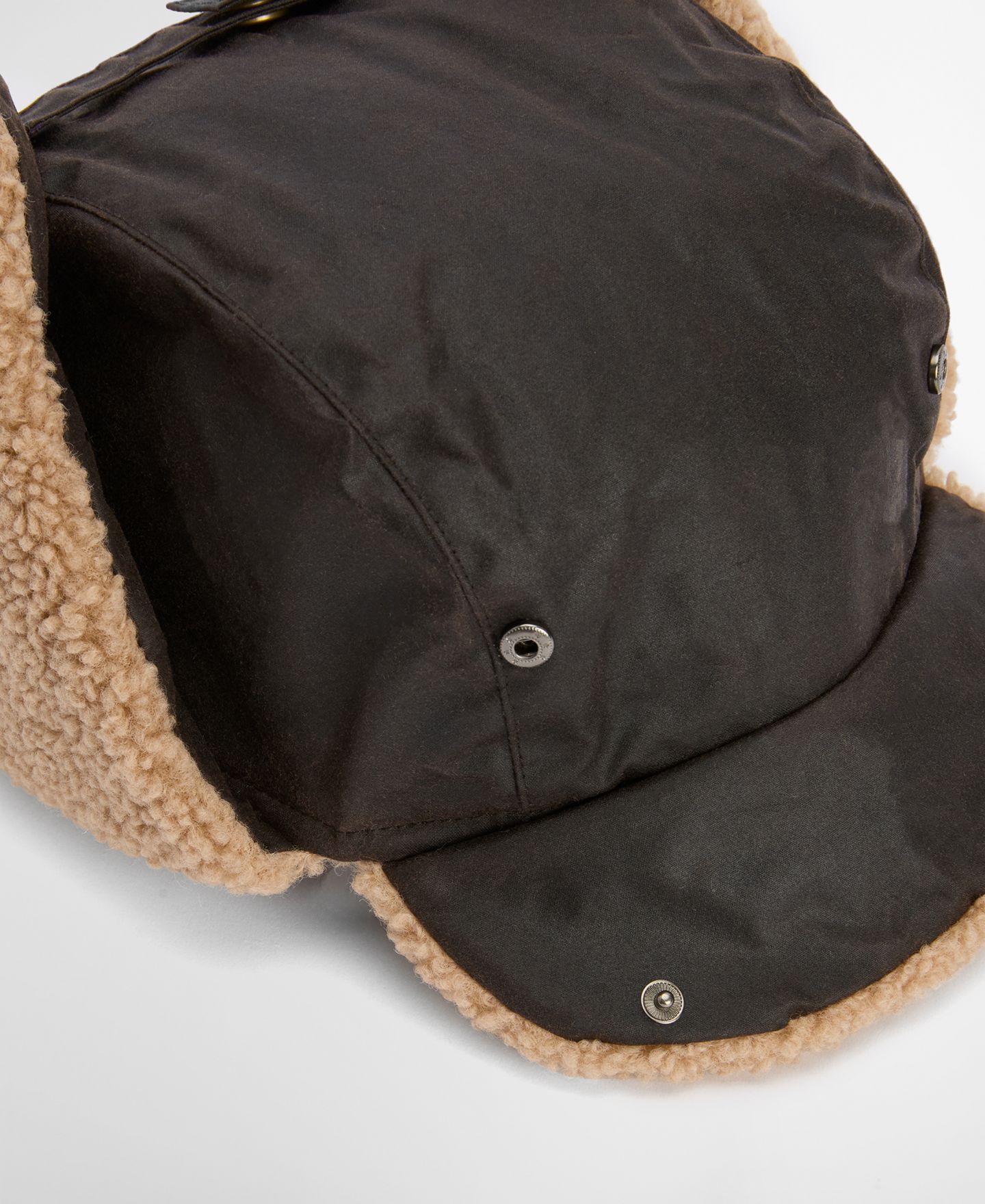 Мужской головной убор Barbour Waxed-Cotton Fleece-Lined Morar Trapper Hat, цвет: Оливковый — фото 15