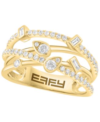 Baguette and Round Diamond Ring (1/2 ct. t.w.) in 14k Yellow Gold