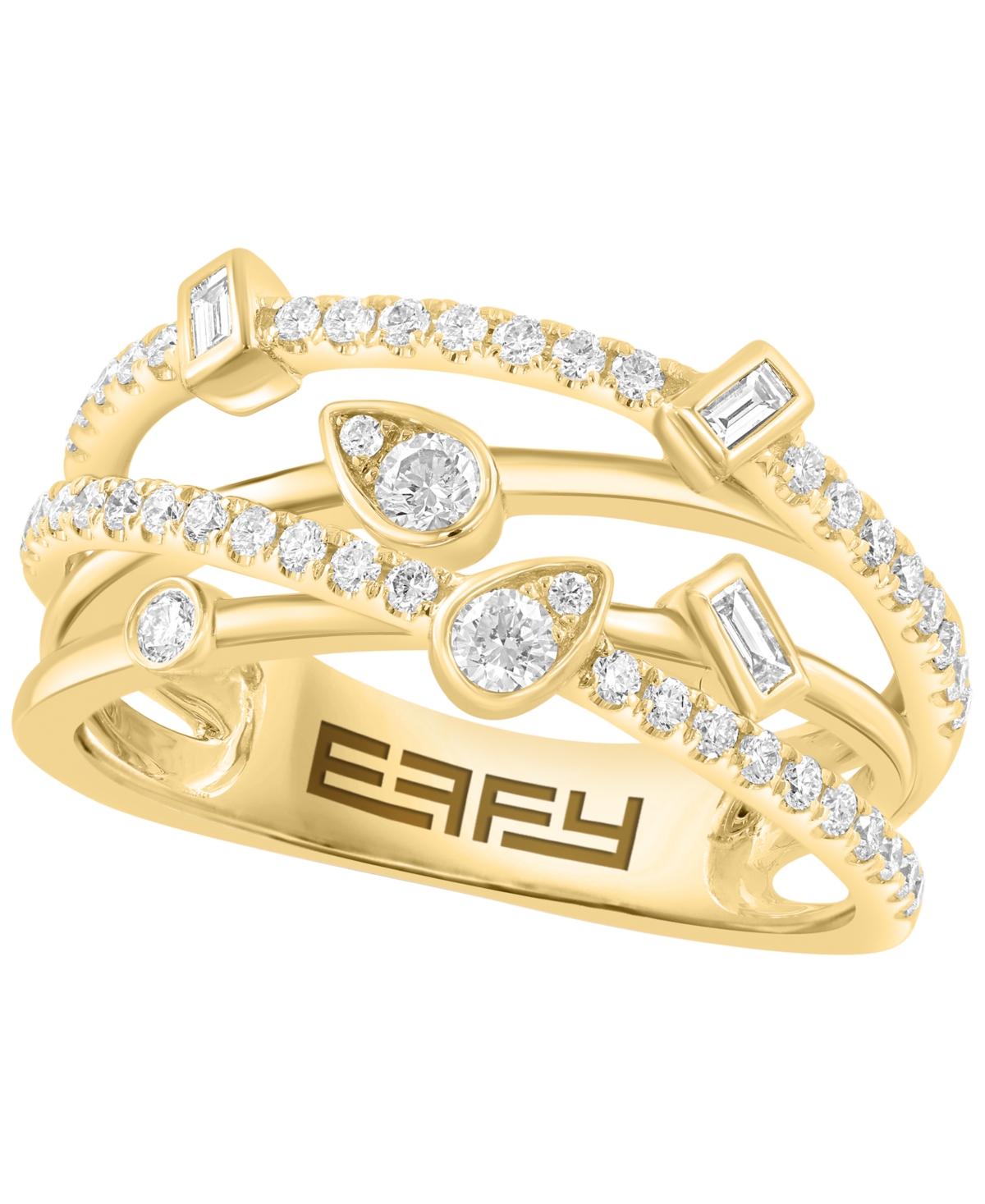 Effy Collection Baguette and Round Diamond Ring (1/2 ct. t.w.) in 14k Yellow Gold - Yellow Gold