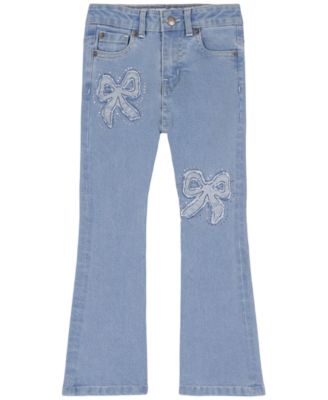 Girls' 7-16 Bow Flare Embellished Denim Jeans