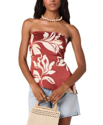 Women's Printed Asymmetric Strapless Top