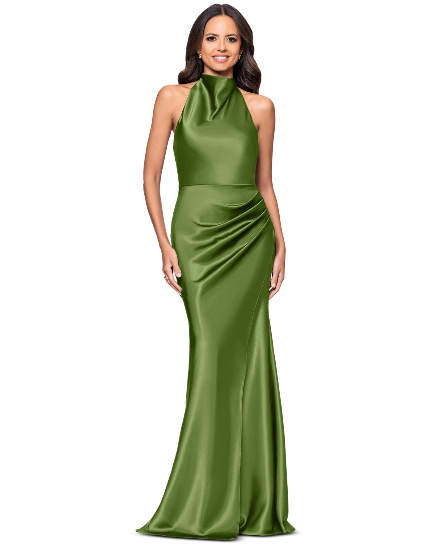 Женское платье Betsy & Adam Cowl Halter Neck Charmeuse Long, цвет: Коричневый — фото 6