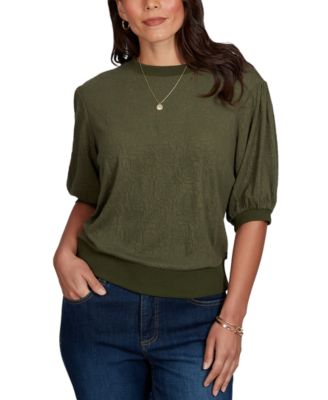 Petite Rosette Textured Knit Top
