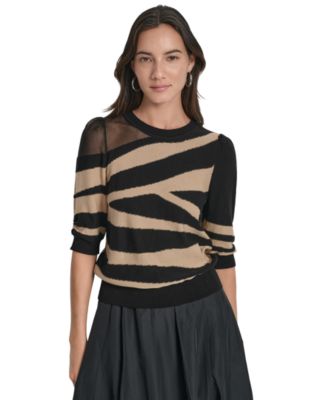 Women's Zebra-Print 3/4-Sleeve Sweater