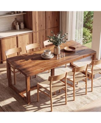 70.9" Solid Wood Dining Table for 6-8, Large Farmhouse