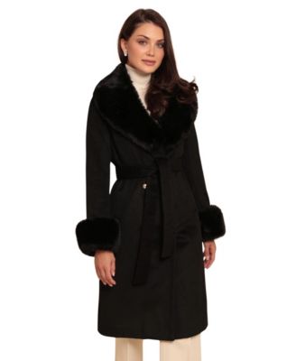 Women's Marlene Faux Fur Collar Wool Blend Coat