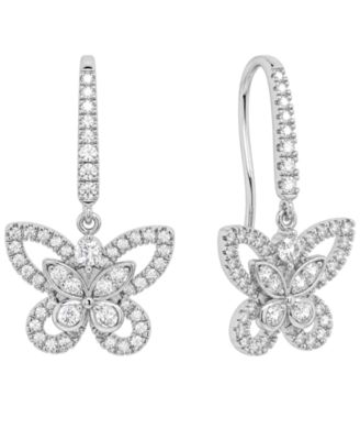 Cubic Zirconia Fine Silver-Plated or 18K Gold-Plated Butterfly Earring