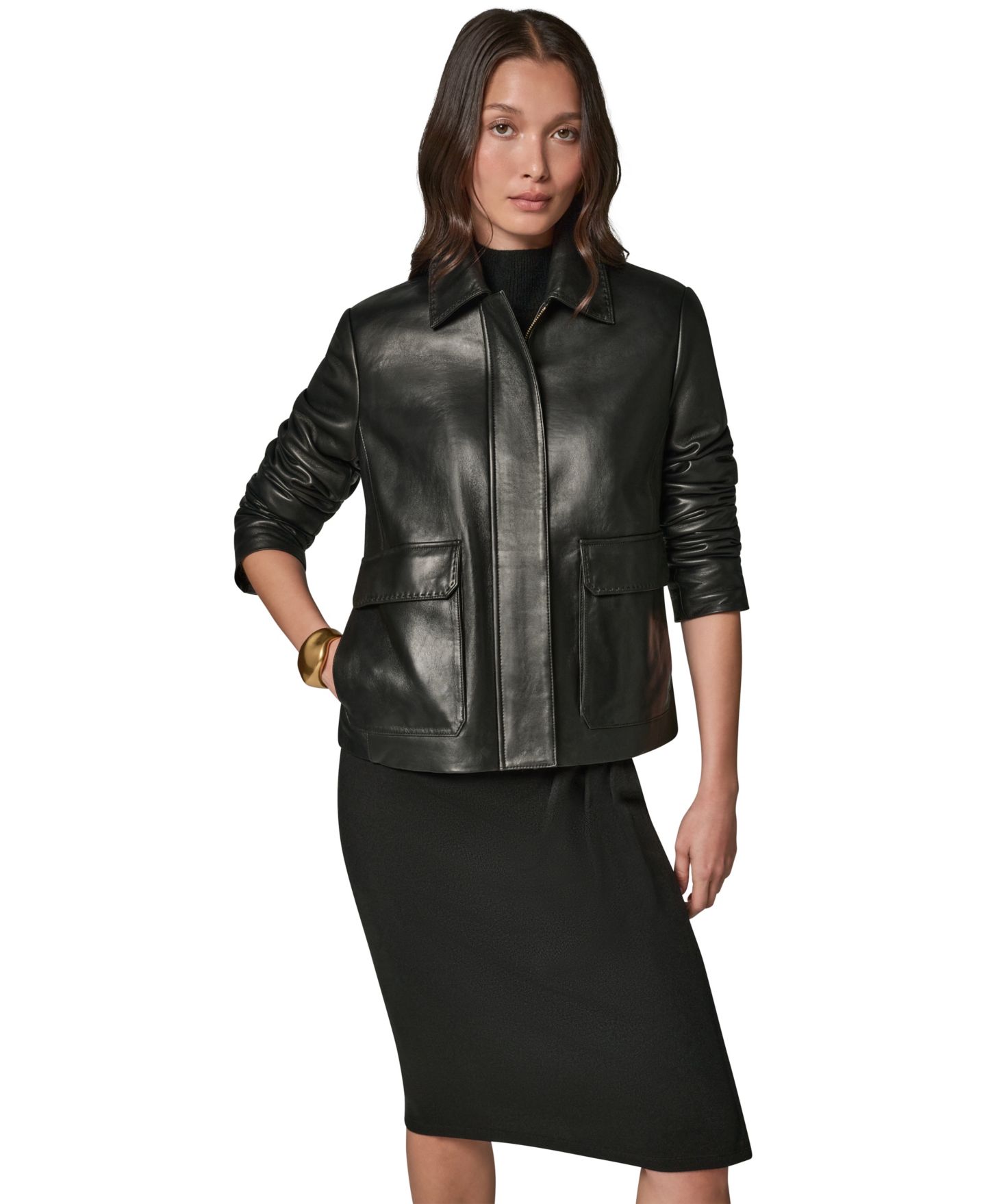 Женская куртка Donna Karan New York Pick-Stitch, цвет: Чёрный — фото 4