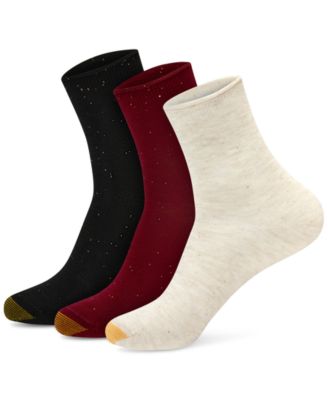 Women's Sequin Rolltop Midi Socks, 3-Pack