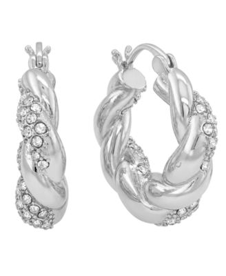 Women's Crystal Twist Puff Hoop Earring