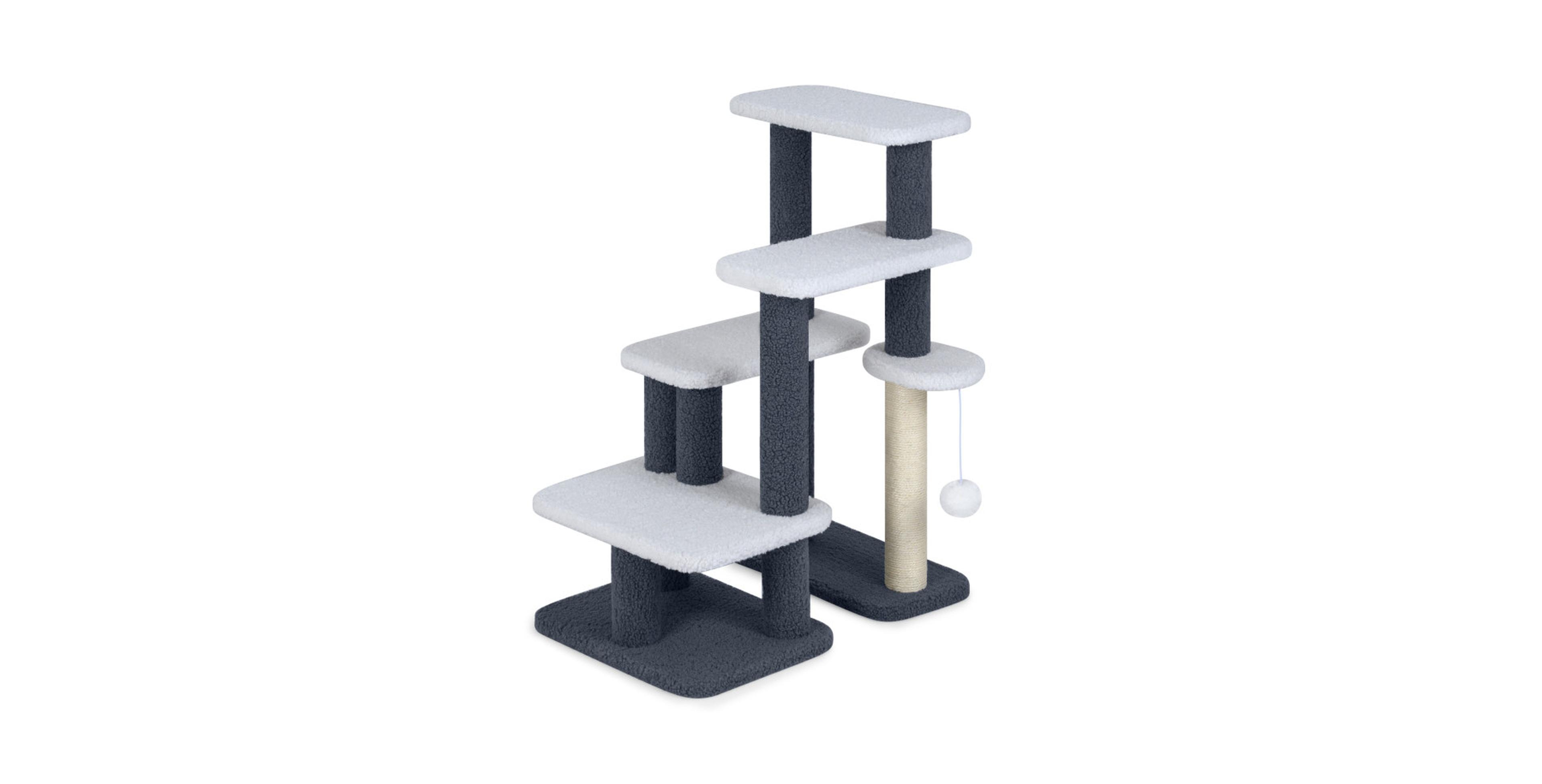 Sugift 2-in-1 Cat Stairs and Tower with 5 Platforms Sisal Posts and Hanging Toy Ball