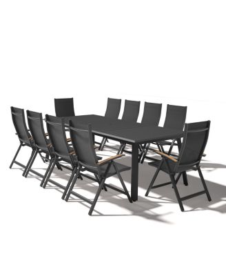 9/11/13PCS Outdoor Patio Dining Set Aluminum Table and Foldable Chairs with 8 Adjustable Angles