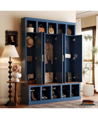 Farmhouse Entryway Storage Cabinet with Shoe Rack