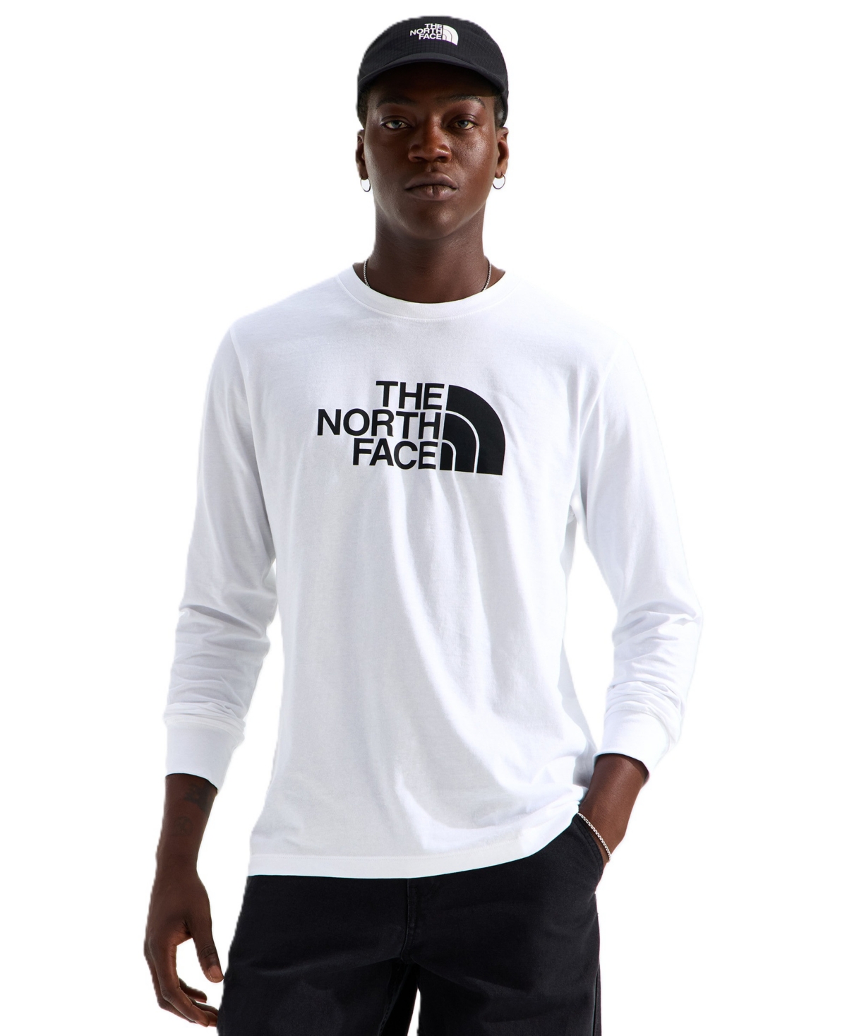 The North Face Men's Evolution Simple Dome Crewneck Embroidered Logo Long-Sleeve T-Shirt