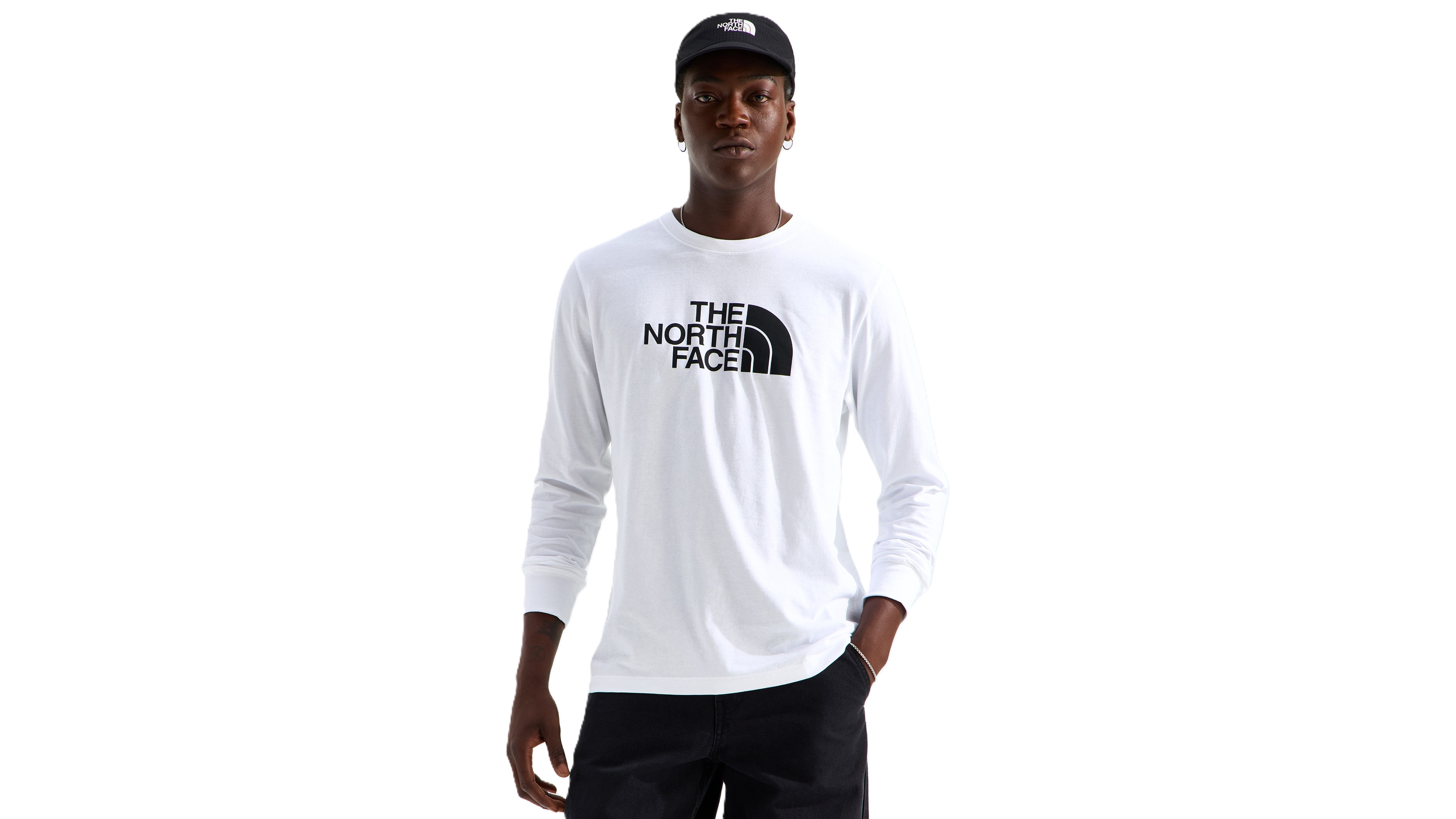 The North Face Men's Evolution Simple Dome Crewneck Embroidered Logo Long-Sleeve T-Shirt