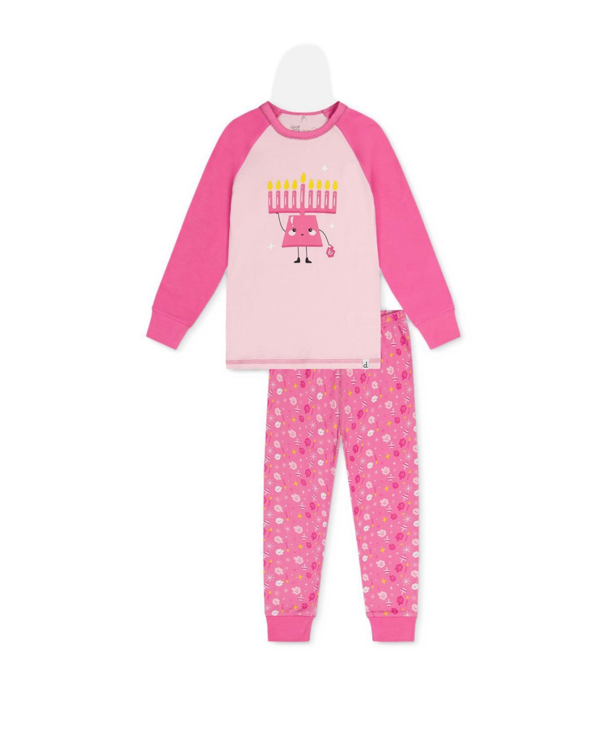 Deux par Boys' and Girls' Hanukkah Print Raglan Long-Sleeve Top Pants, 2-Piece Set