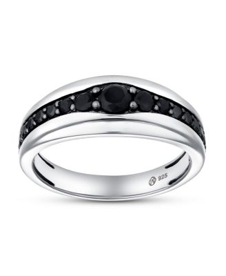 Graduated Diagonal Statement Black Spinel Ring (1 ct. t.w.) in Sterling Silver