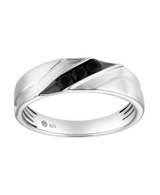 Men's Black Spinel Diagonal Channel Band Ring