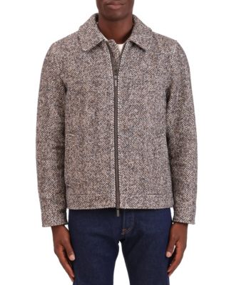 Men's Chevron Wool-Blend Zip-Up Blouson Jacket