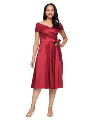 Women's Off-the-Shoulder A-Line Taffeta Dress