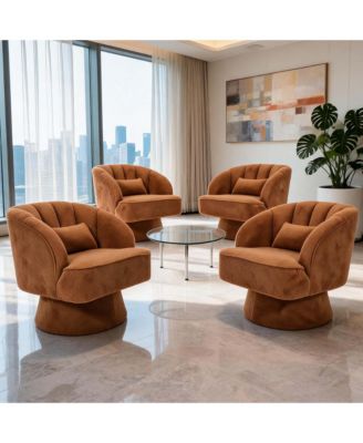 360degree(s) Swivel Velvet Accent Chairs Set of 4 with Soft Cushions Overstuffed Upholstered Round Armchair for Living Room Office Reading