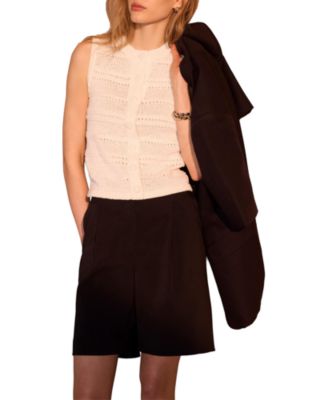 Women's Tape Button-Front Textured Knit Sleeveless Top