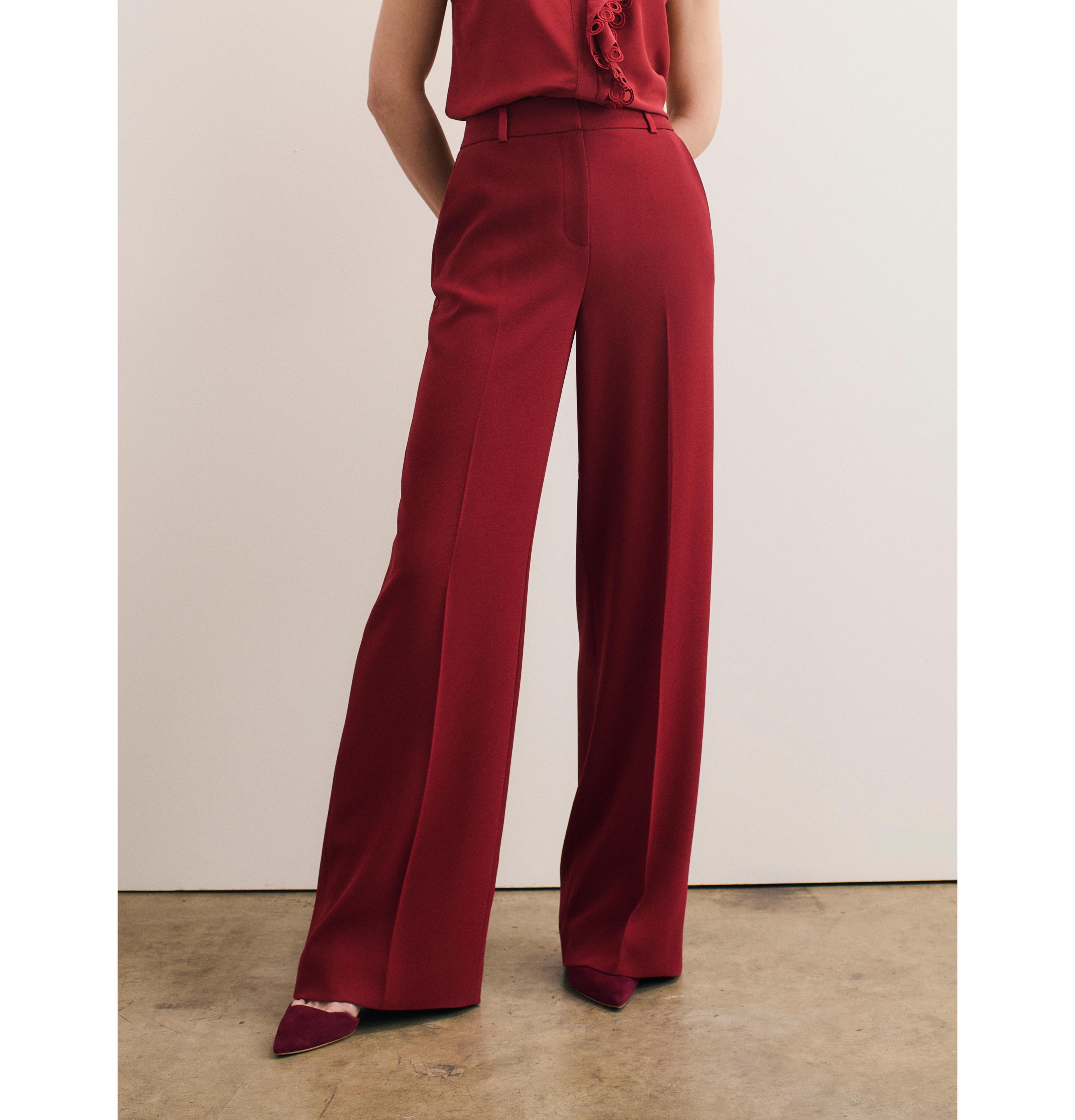 The Fold Women's Adelaide High-Rise Wide-Leg Crepe Trousers