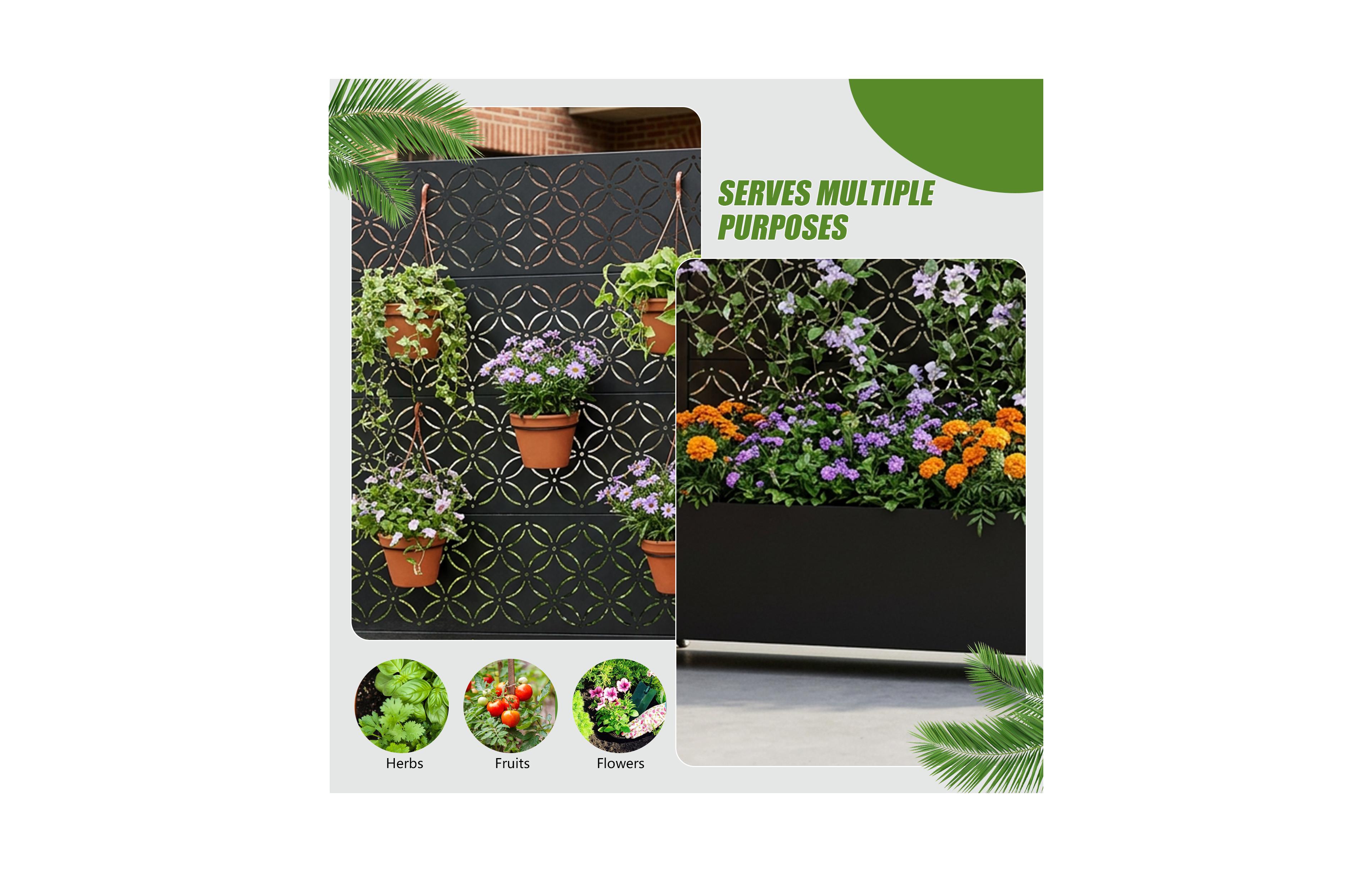 Zeny Freestanding Planter Box with Decorative Trellis and Rolling Wheels for Outdoor Patio Garden