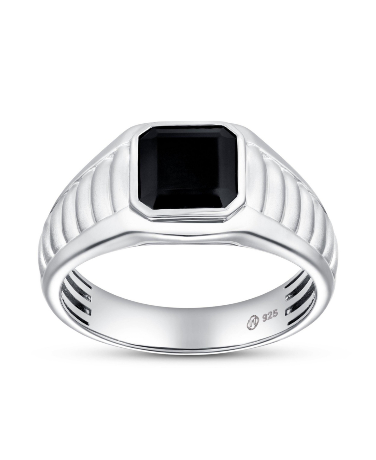 LuvMyJewelry Men's Black Spinel Statement Bezel Kuro Ring